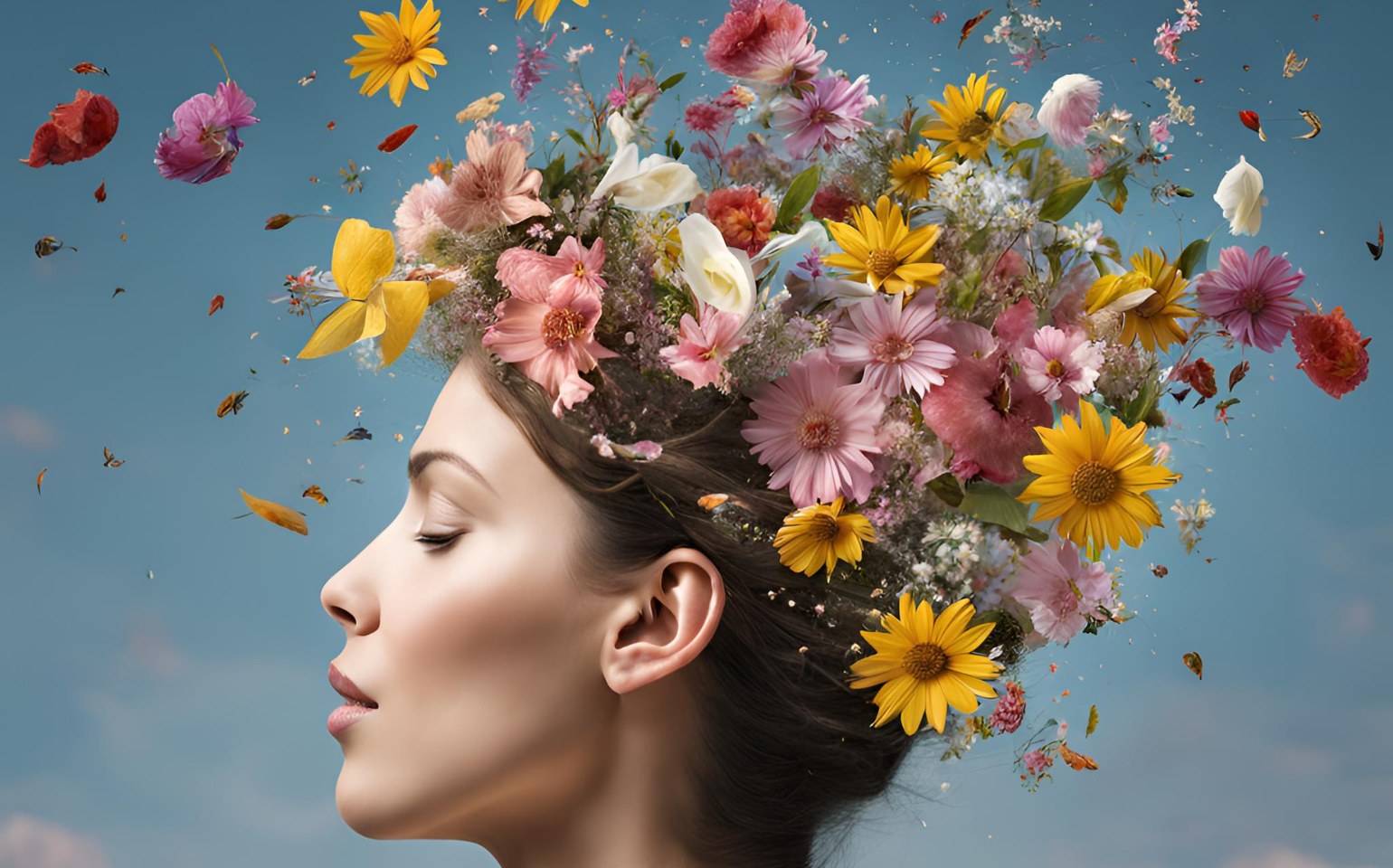 Kreative Meditationen (Kopf aus dem Blumen kommen)